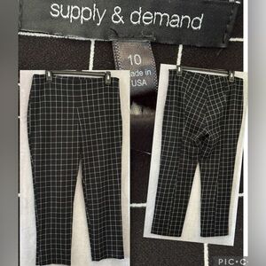 Supply & Demand Black Checkered Women's Dress Pants size 10